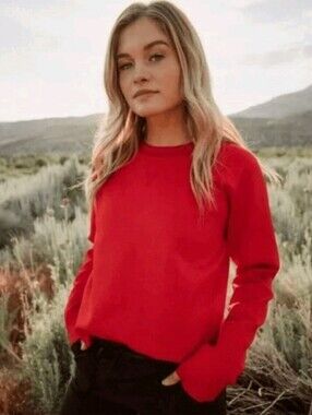 Albion Fit Neo Crewneck Cropped Sweater Top Size XS Red